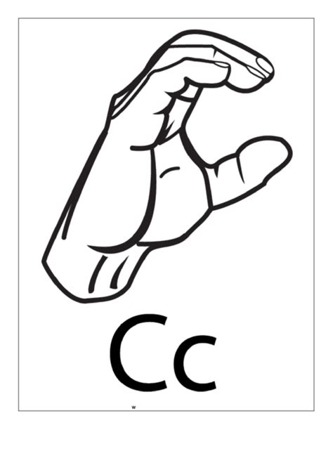 Letter C Sign Language Template - Outline printable pdf download