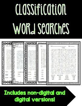 Image result for Classification Word Search