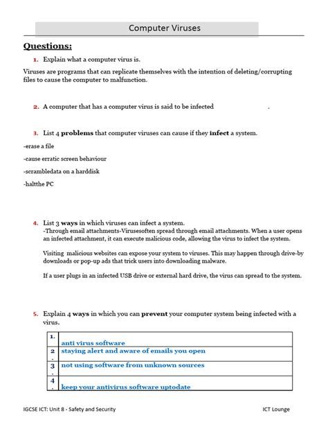 Image result for Computer Virus Worksheet