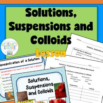 Toradh íomhá ar Suspension and Colliods Worksheets