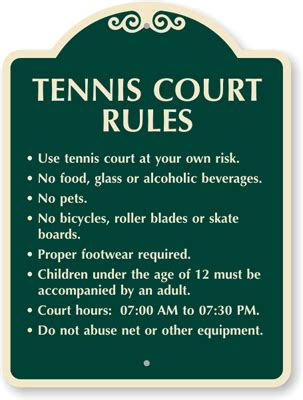 Afbeeldingsresultaten voor Tennis Court Rules Sign
