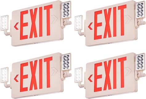 VEVOR LED Exit Sign with Emergency Lights, Two Heads Emergency Exit ...