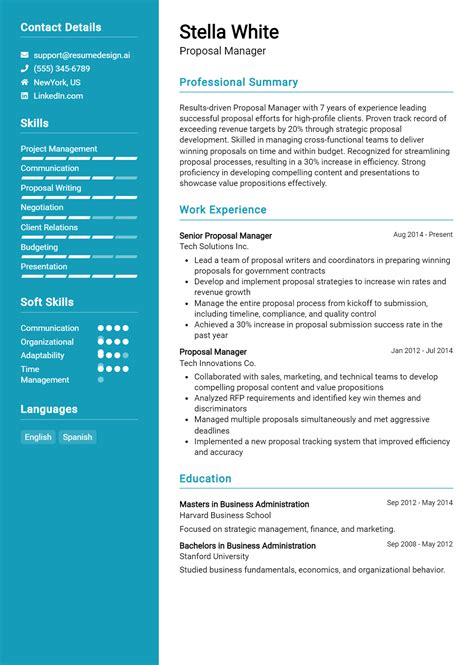 Afbeeldingsresultaten voor Proposal Manager Resume Examples