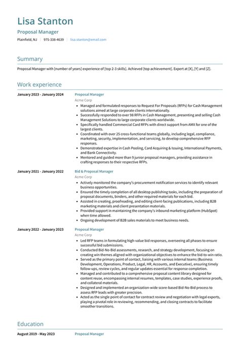 Afbeeldingsresultaten voor Proposal Manager Resume Examples