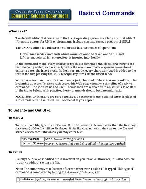Toradh íomhá ar Basic Vi Commands List