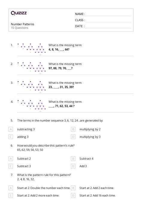 Image result for Numeric Patterns Grade 8