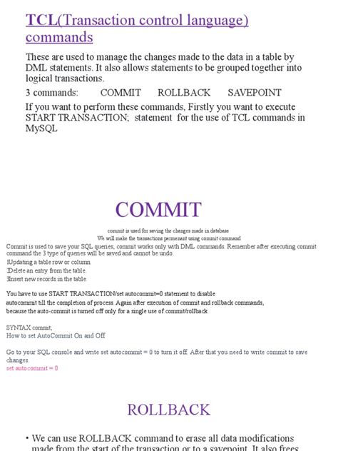 Image result for Tcl Commands SQL