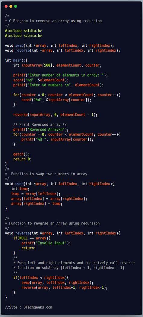 Image result for Program to Print Reverse Array in C