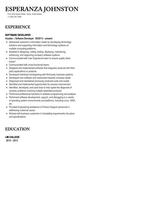 Image result for Simple Resume Layout for a Software Developer