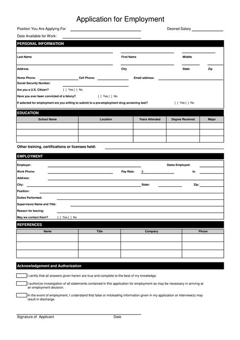 Image result for Simple Printable Job Application Form