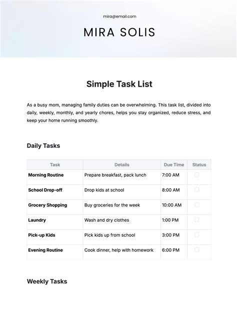 Image result for Task List Checklist Template