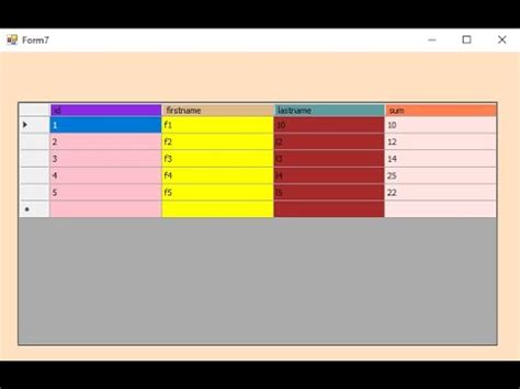 Toradh íomhá ar Background Design DataGridView