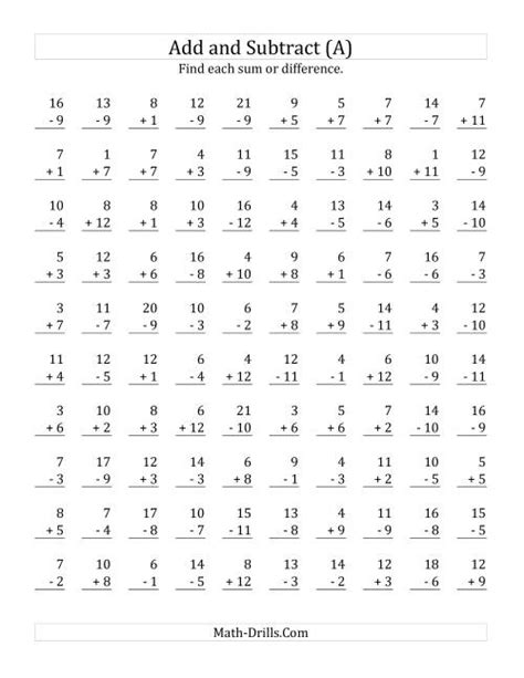 Afbeeldingsresultaten voor Free Addition Facts Worksheets