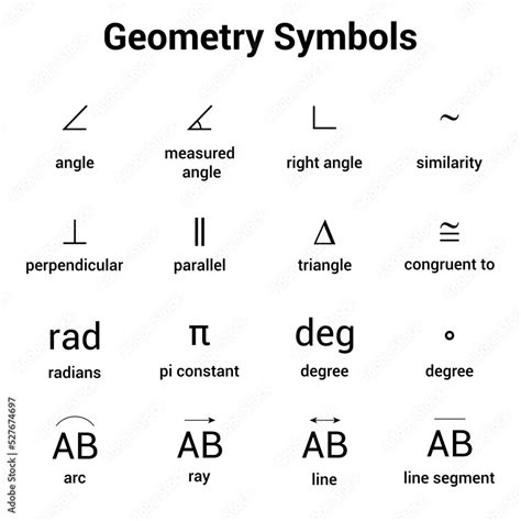 Geometry symbols signs in mathematics Stock Vector | Adobe Stock