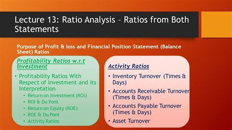 Lecture 13: Ratio Analysis - Statement of Financial Position and Profit ...