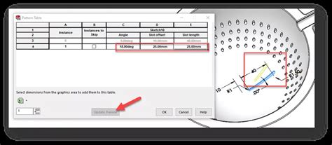 SolidWorks Pattern Table に対する画像結果