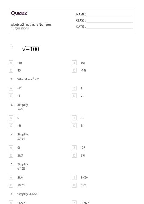 Afbeeldingsresultaten voor Algebra 2 Worksheets Printable