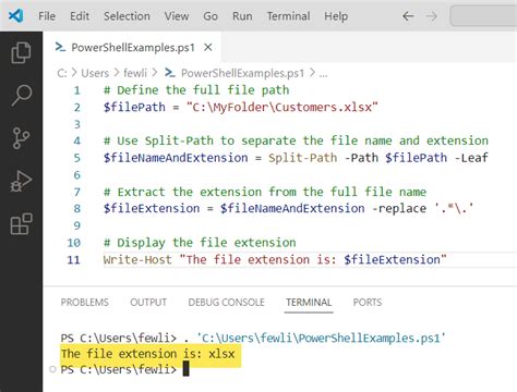 PowerShell Script Filename Extension માટે ઇમેજ પરિણામ