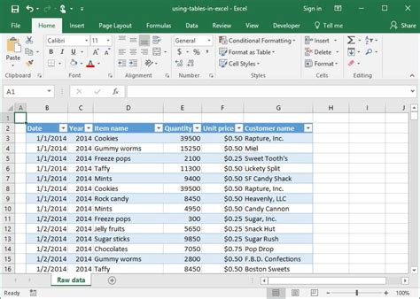 Image result for Excel Table Sample