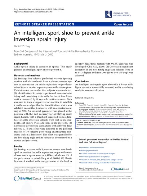 (PDF) An intelligent sport shoe to prevent ankle inversion sprain injury