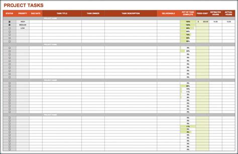 Image result for Project Management Task List Template