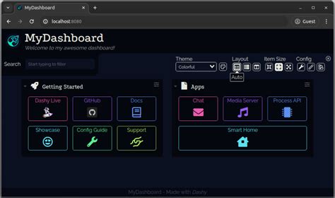 Dashy UI JSON Editor に対する画像結果
