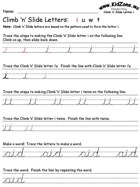 Image result for KidZone Cursive Writing Worksheets
