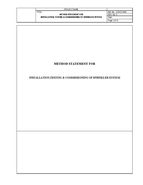 Toradh íomhá ar Method Statement Front Page