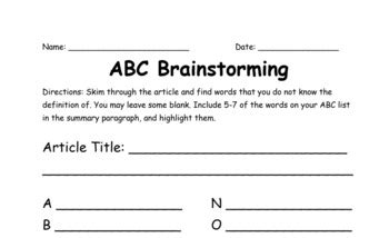 ABC Brainstorming Worksheet-এর ছবি ফলাফল