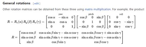 Toradh íomhá ar Rotation Matrix Euler Angles