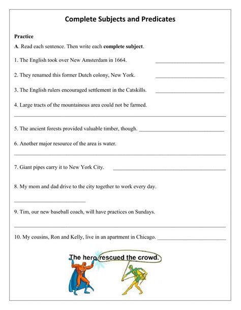Image result for Complete Subject and Predicate Worksheets