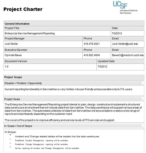 Image result for Project Charter Template Word Version