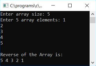 Image result for Revers of Array Number C Program
