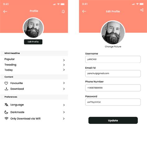 Image result for UI Profile Example