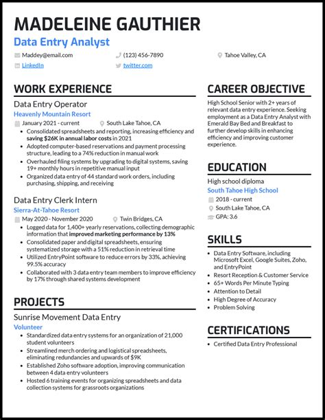 Image result for Entry Level Data Analyst Resume Examples