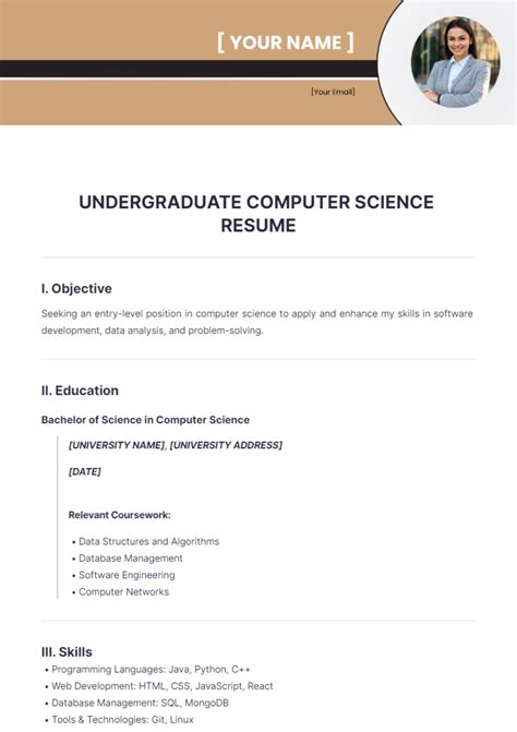 Image result for Computer Science Undergrad Resume