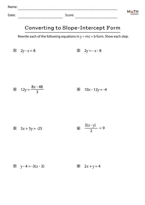 Image result for Slope Intercept Worksheets