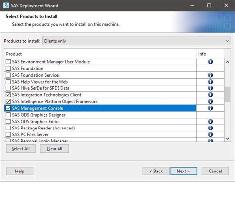SAS Management Console に対する画像結果