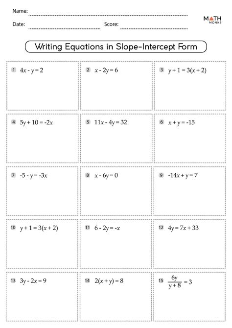 Image result for Slope Intercept Worksheets
