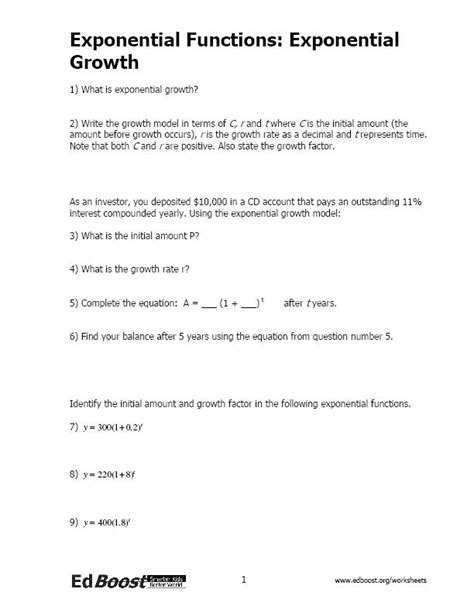 Image result for Exponential Function Word Problems Worksheet