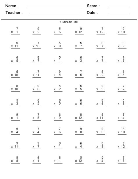 Multiplication Chart 100 3rd Grade Math Problems に対する画像結果