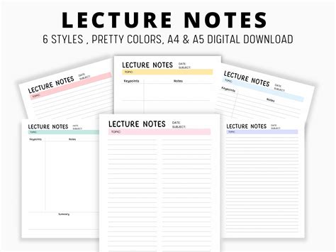 Image result for Lecture Notes Page Printable Free