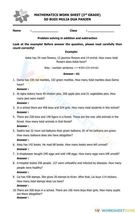 Image result for Addition and Subtraction Problem Solving Worksheets