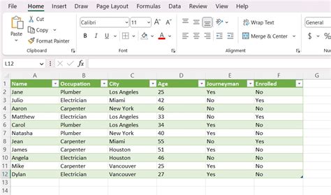 Image result for Excel Table Sample