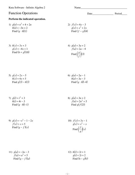 Image result for Algebra 2 Function Operations Worksheet