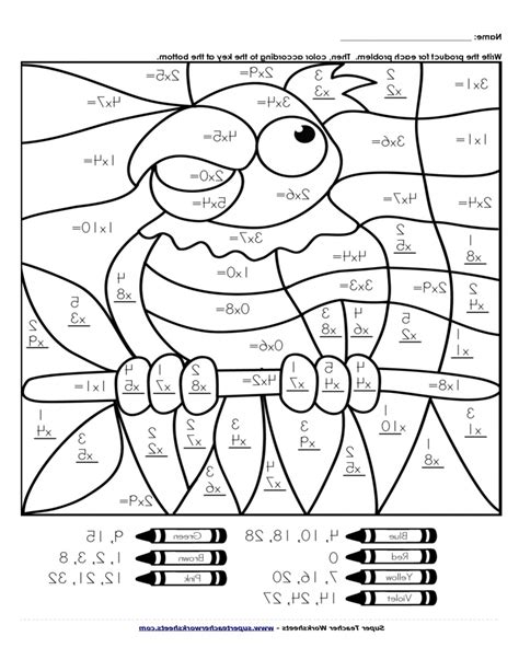 Toradh íomhá ar 3rd Grade Math Coloring