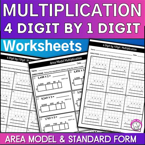 Toradh íomhá ar Area Model Multiplication Worksheets