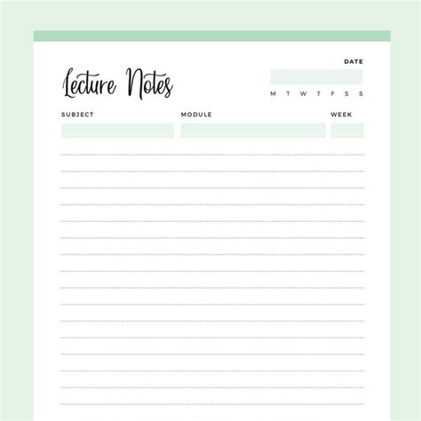 Image result for Lecture Notes Page Printable Free