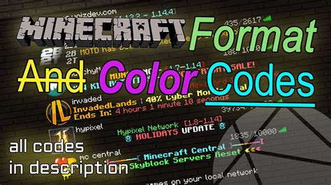 Image result for Minecraft Color Codes Command