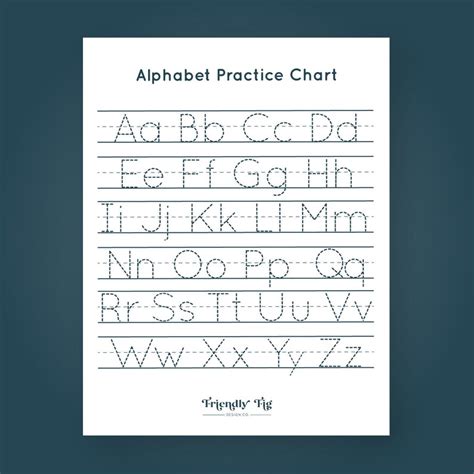 Toradh íomhá ar Alphabet Practice Chart
